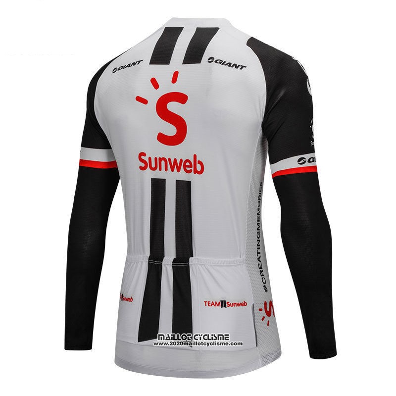 2018 Maillot Ciclismo Sunweb Gris et Noir Manches Longues et Cuissard